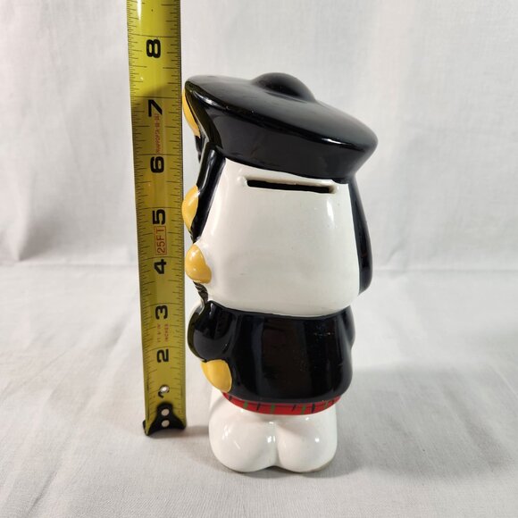 Snoopy Peanuts 1966 Scottish Bagpipes Ceramic Piggy Bank w/ Stopper VG+ Vintage - Picture 5 of 12